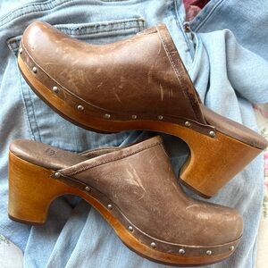 UGG Brown Leather Clogs